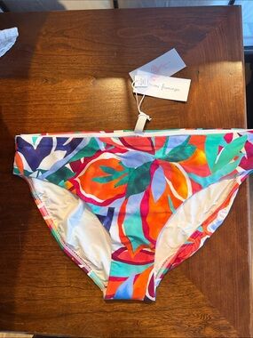 Mimi Flamingo Vibrant Floral Bikini Bottoms in Teal, Orange & Fuchsia